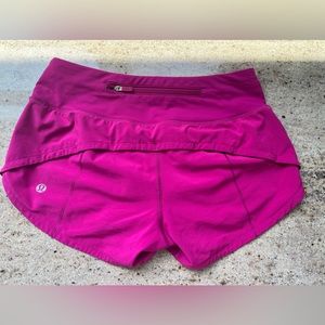Ripened Raspberry Lululemon Shorts Size 0, 2.5 inch. RARE COLOR